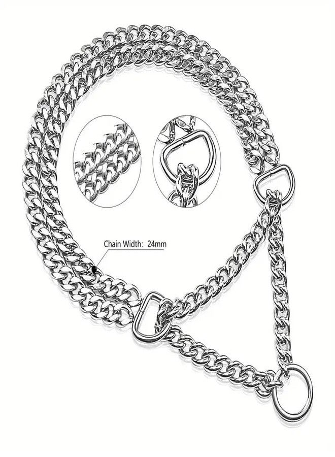 RoverPets Adjustable Stainless Steel Dog Collar for Walking - Heavy Duty Double Row Cuban Link Chain, Chew-Proof Metal Collar for Large, Medium & Small Dogs, Strong & Stylish Pet - Image 4